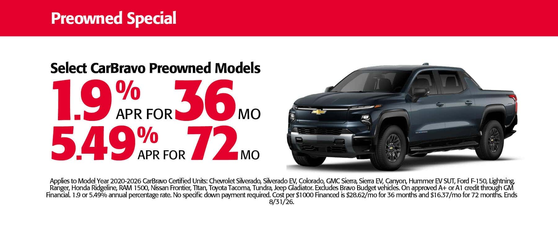 August Chevy Specials