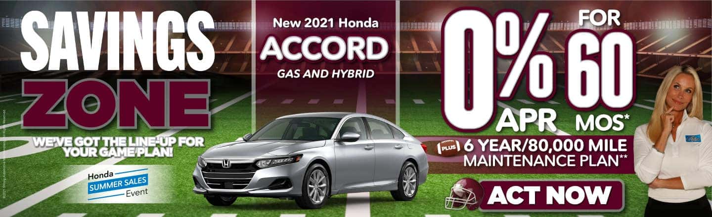 New 2021 Honda Accord - 0% APR for 60 months - Act Now
