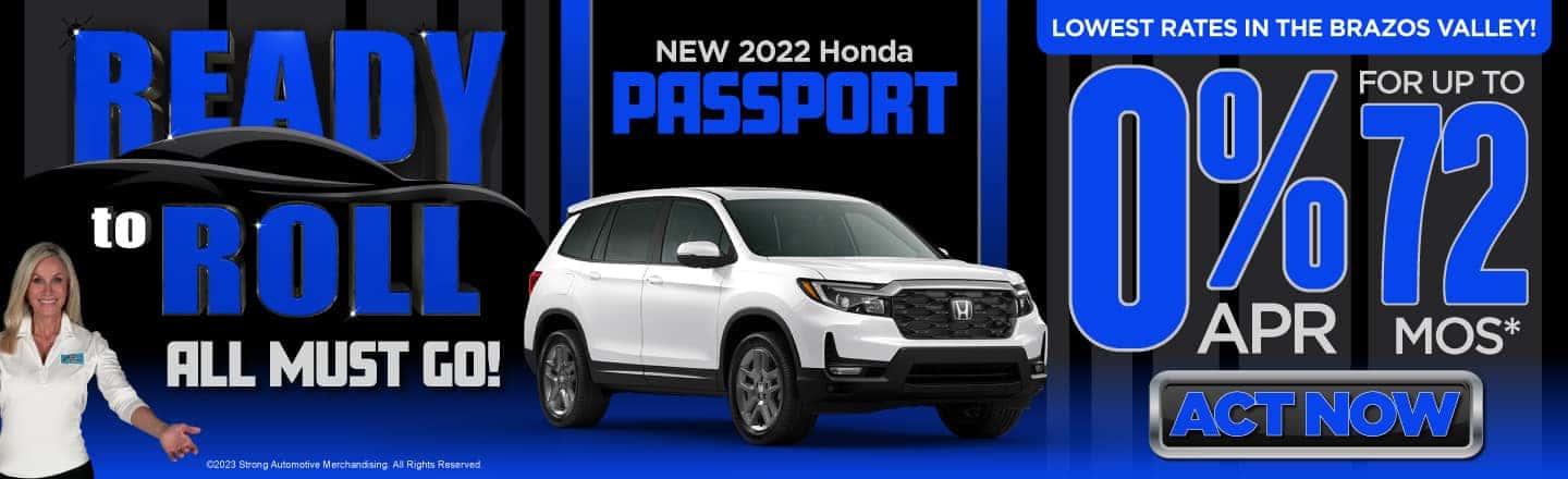 New 2022 Honda Passport 0% APR for up to 72 months - Act Now