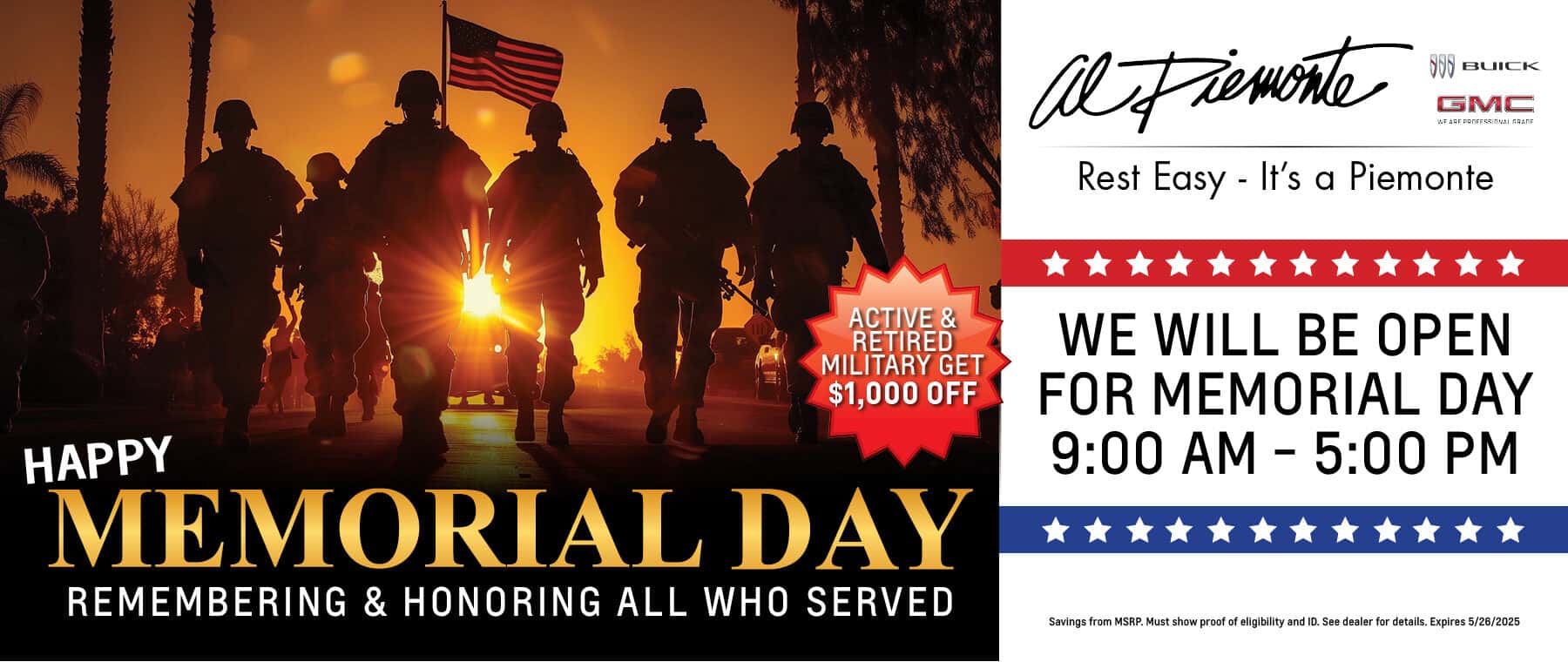 Memorial Day | Al Piemonte Buick GMC