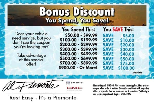 Bonus Discount | Al Piemonte Buick GMC