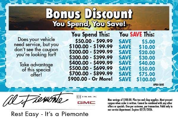 Bonus Discount | Al Piemonte Buick GMC