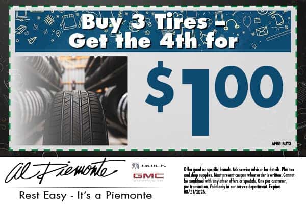 Buy 3 Tires Get the 4th for $1 | Al Piemonte Buick GMC