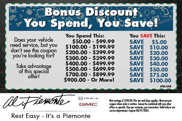 Bonus Discount | Al Piemonte Buick GMC