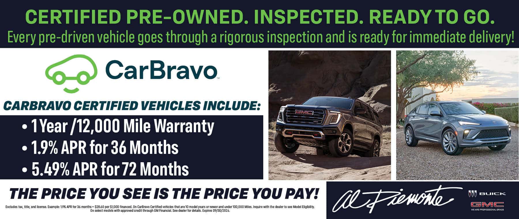 Certified Pre owned Vehicles | Al Piemonte