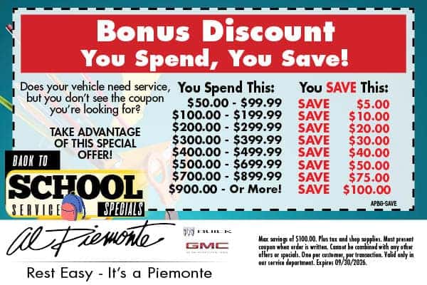 Bonus Discount | Al Piemonte Buick GMC