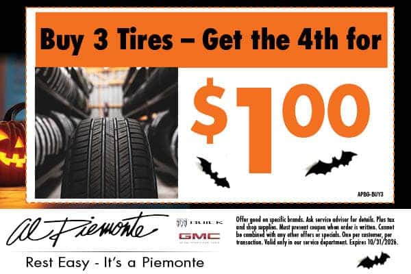 Buy 3 Tires Get the 4th for $1 | Al Piemonte Buick GMC