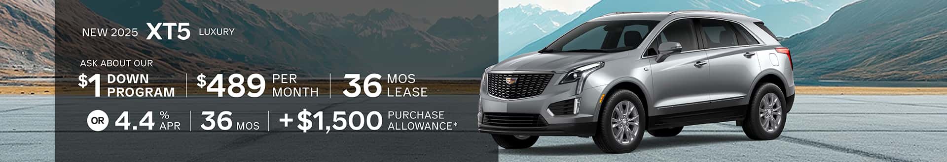 New 2025 XT5 Luxury $489 for 36 mo lease -or- purchase and choose 4.4% APR + $1500 Purchase Allowance   