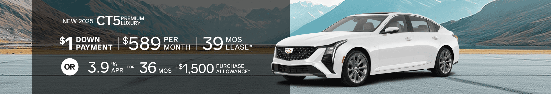 New 2025 CT5 Premium Luxury, Enjoy 3.9% APR + $1,500 Purchase Allowance or drive for only $589 for 39 mo lease w/ $1 down