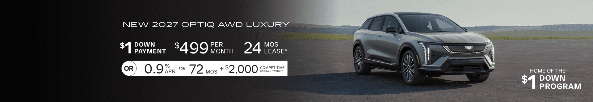New 2027 OPTIQ Luxury for $499 for 24 mo lease with $1 Down -or- purchase and receive 0.9% APR for 72 months + 2,000 Competitive Cash Allowance