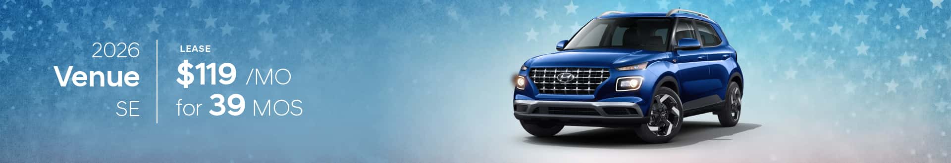 2026 Hyundai Venue SE for $119/mo for 39 mo lease
