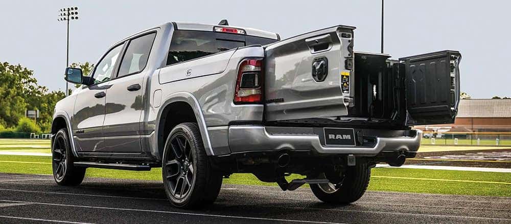 RAM 1500 with dual door tailgate open