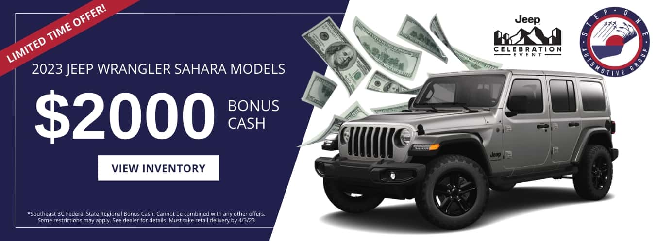 2023 Jeep Wrangler Sahara Models $2000 Bonus Cash at CDJR Crestview