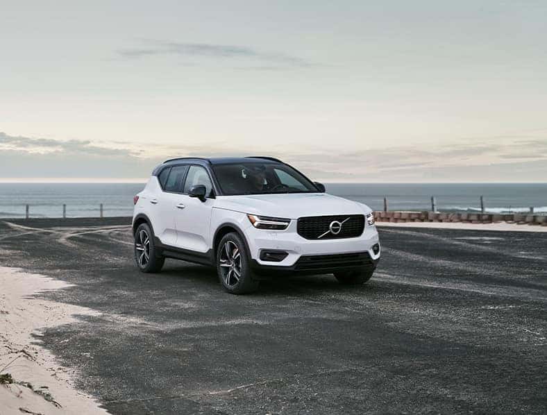2025 Volvo XC40 | White 2025 XC40 parked by the ocean