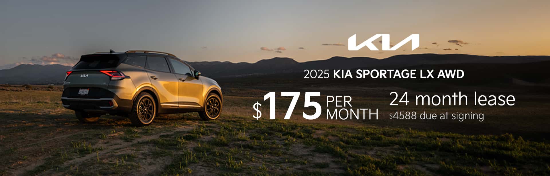 2025 Sportage LX AWD $175 month for 24 months $4588 due at signing