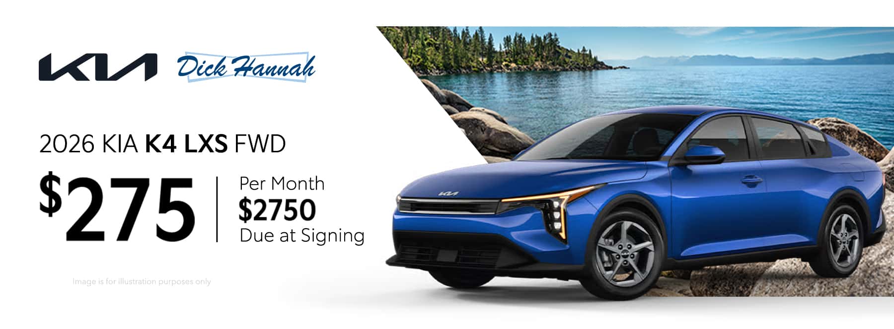 Lease Offer: 2026 Kia K4 LXS FWD $275 month for 36 months $2750 due at signing