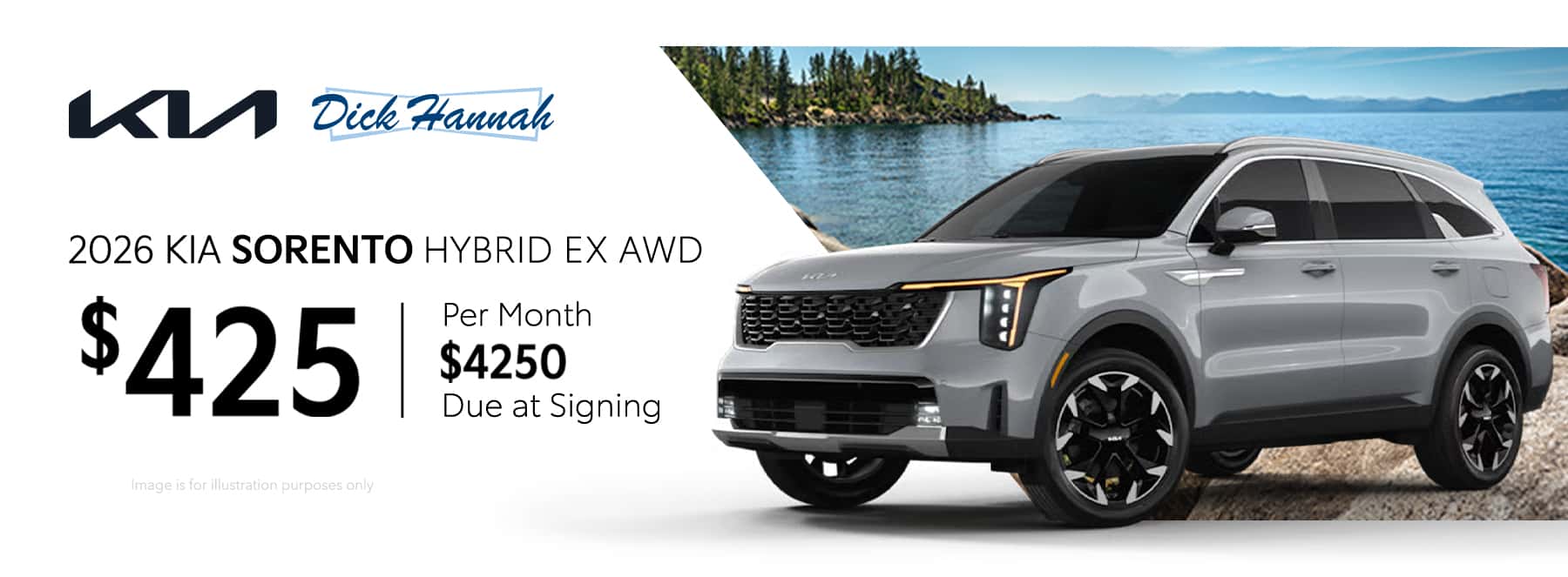 Lease Offer: 2026 Kia Sorento Hybrid EX AWD $425 month for 24 months $4250 due at signing