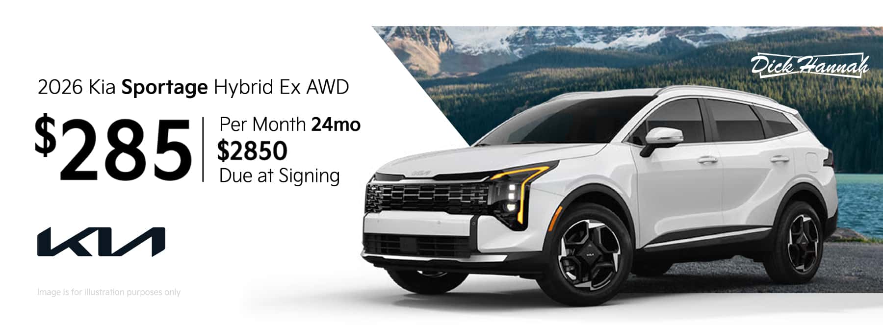 Lease Offer: 2026 Kia Sportage Hybrid EX AWD $285 month for 24 months $2850 due at signing