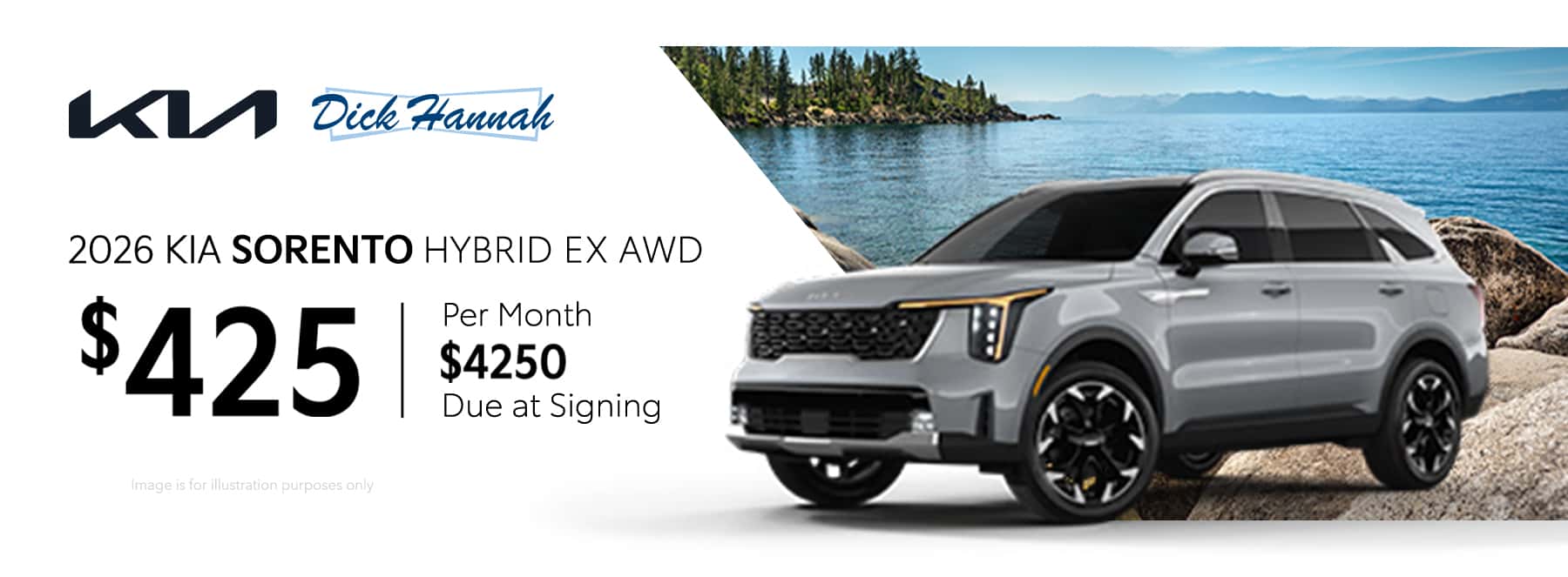 Lease Offer: 2026 Kia Sorento Hybrid EX AWD $425 month for 24 months $4250 due at signing