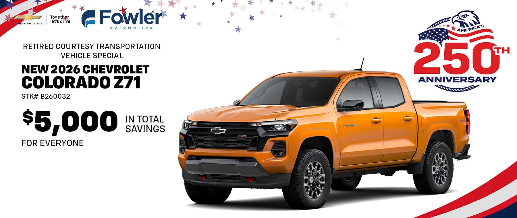 Save $5,000 on a New 2026 Chevrolet Colorado Z71