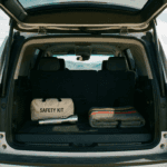 Chevrolet Tahoe emergency gear and Auburn CA roadside emergency kit organized in cargo area.