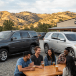 Chevrolet Tahoe and Traverse parked near Moonraker Brewing in Auburn CA.