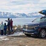 Chevrolet Suburban road trip vehicle at Lake Tahoe overlook near Auburn CA