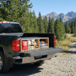 Chevrolet truck with organized first-aid supplies at Auburn CA trailhead