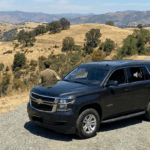 Chevrolet SUV on CA-49 Gold Country scenic route near Auburn CA