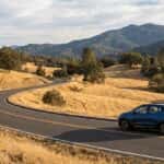 Electric Chevrolet climbing foothill grade near Auburn, CA