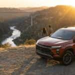 Chevrolet SUV at Foresthill Bridge sunset viewpoint near Auburn CA