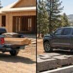 Chevrolet Colorado and Silverado trucks loaded with home improvement materials in Auburn CA