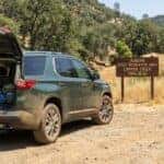 2026 Chevrolet Traverse at Auburn SRA trailhead with rear liftgate open after a summer hike in the Sierra Nevada foothills