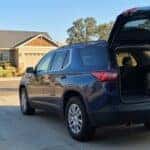 2026 Chevrolet Traverse back-to-school ready with open hatch in Auburn CA foothills on a sunny August morning