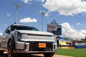Kia parked on field at CHS field 