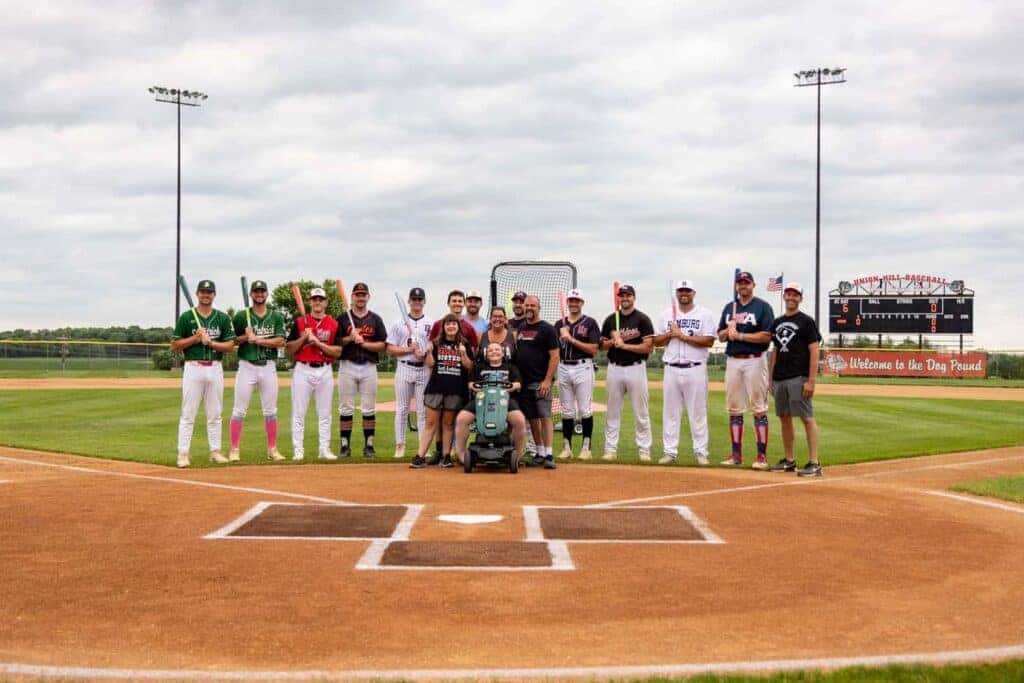 Jacob Kirchner and the Sluggers line up for a photo at the 10th Annual Home Town Bats Home Run Derby