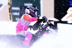 snowmobile on track for Moras Racing Snocross