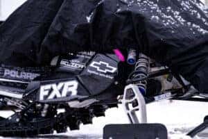 close-up of snowmobile from Moras Racing