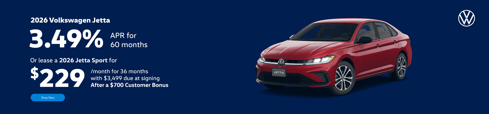 2026 Jetta: 3.49% for 60 Months