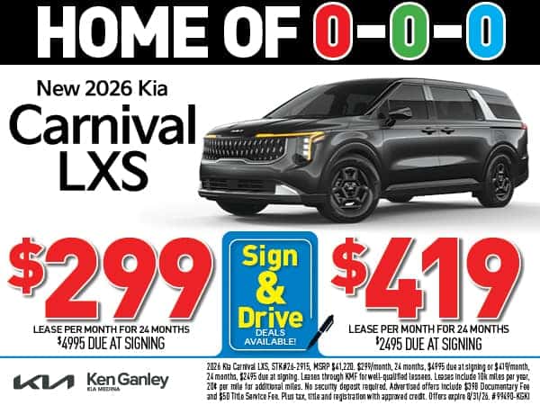 NEW 2026 Kia Carnival MPV LXS - Lease As Low As $299/Mo!