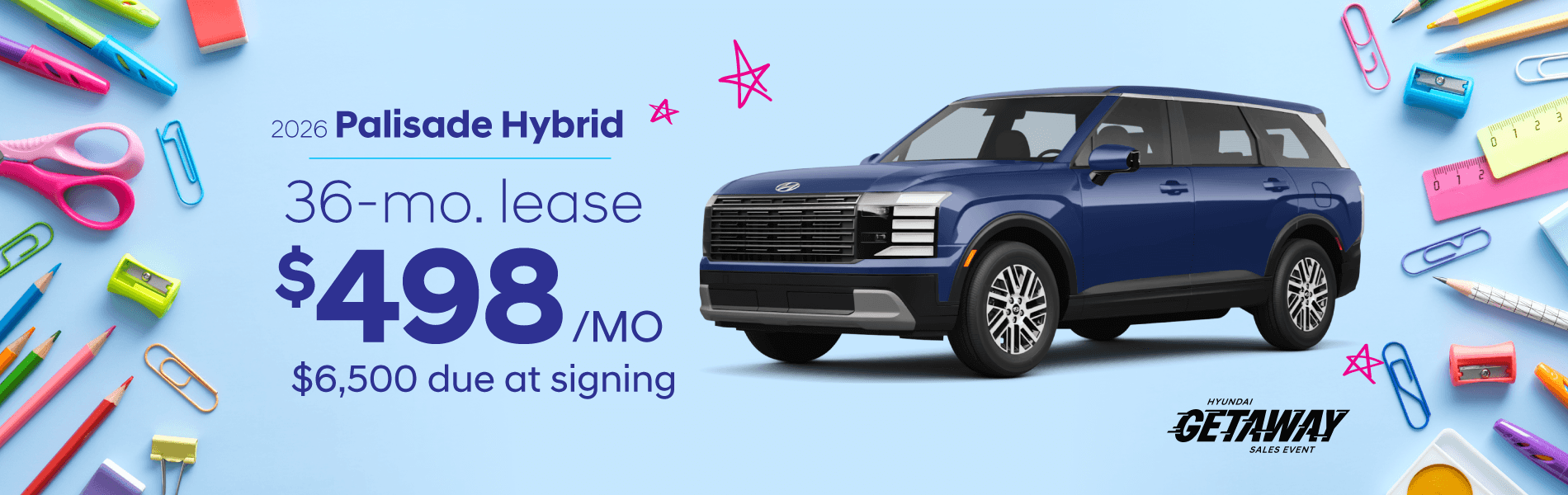 2026 Hyundai Palisade Hybrid: Lease for $498/month for 36 months*