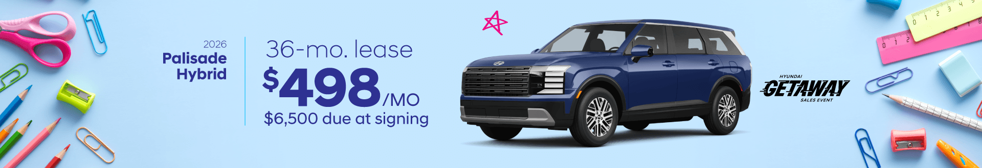 2026 Hyundai Palisade Hybrid: Lease for $498/month for 36 months*