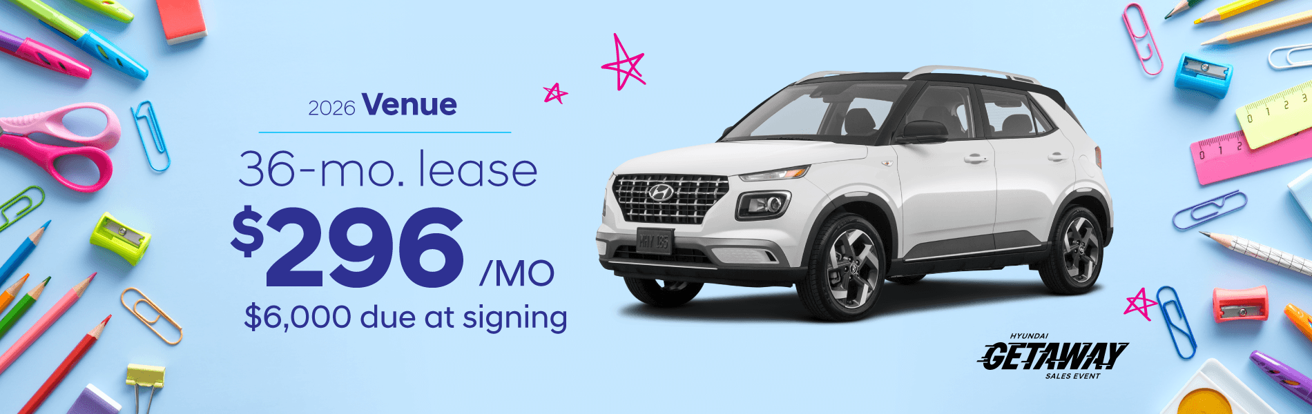 2026 Hyundai Venue: Lease for $296/month for 36 months*
