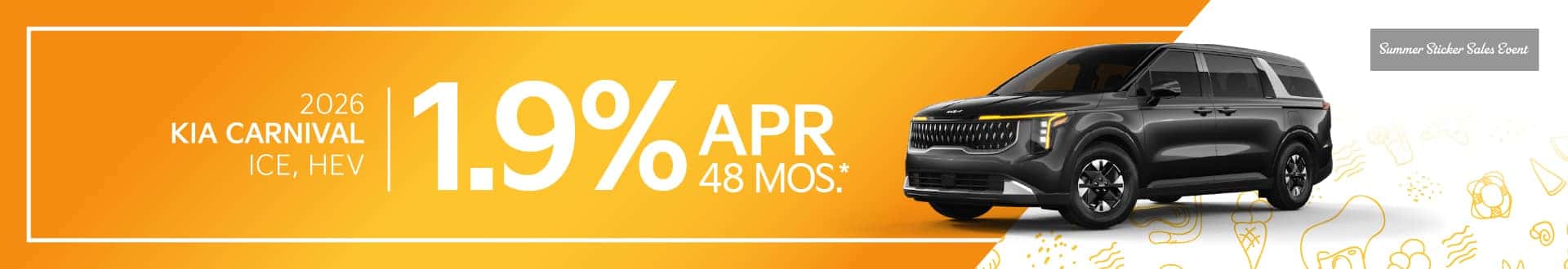 2026 Kia Carnival ICE, HEV: 1.9% APR for 48 months