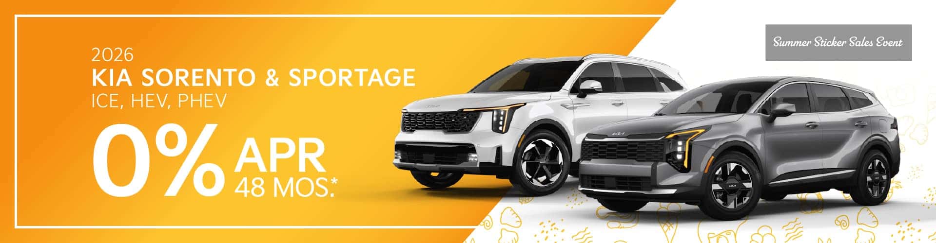 2026 Kia Sorento & Sportage ICE, HEV, PHEV: 0.0% APR for 48 months