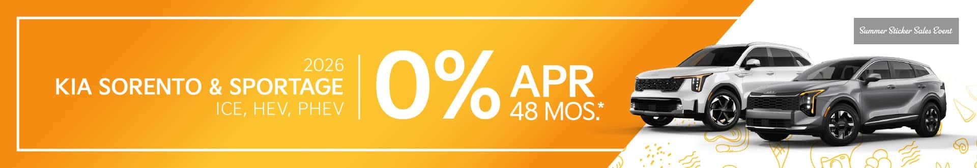 2026 Kia Sorento & Sportage ICE, HEV, PHEV: 0.0% APR for 48 months