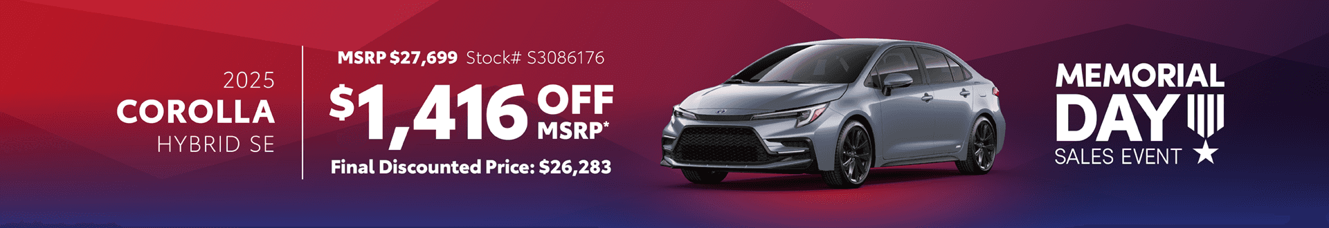 2025 Corolla Hybrid SE Hybrid: Get $1,416 off MSRP
