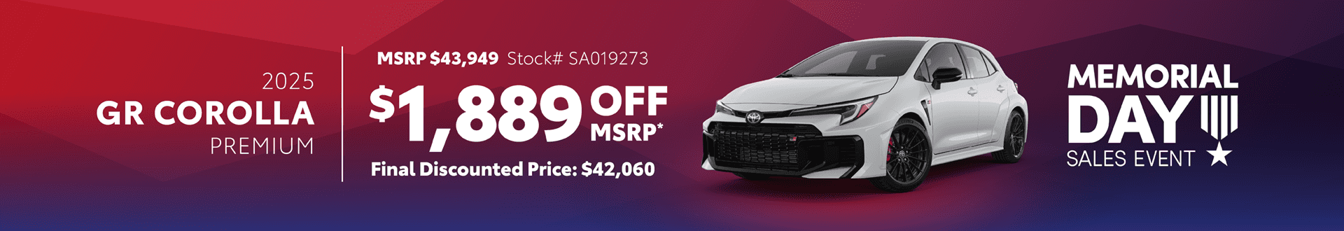 2025 GR Corolla Premium Gas: Get $1,889 off MSRP Get off MSRP