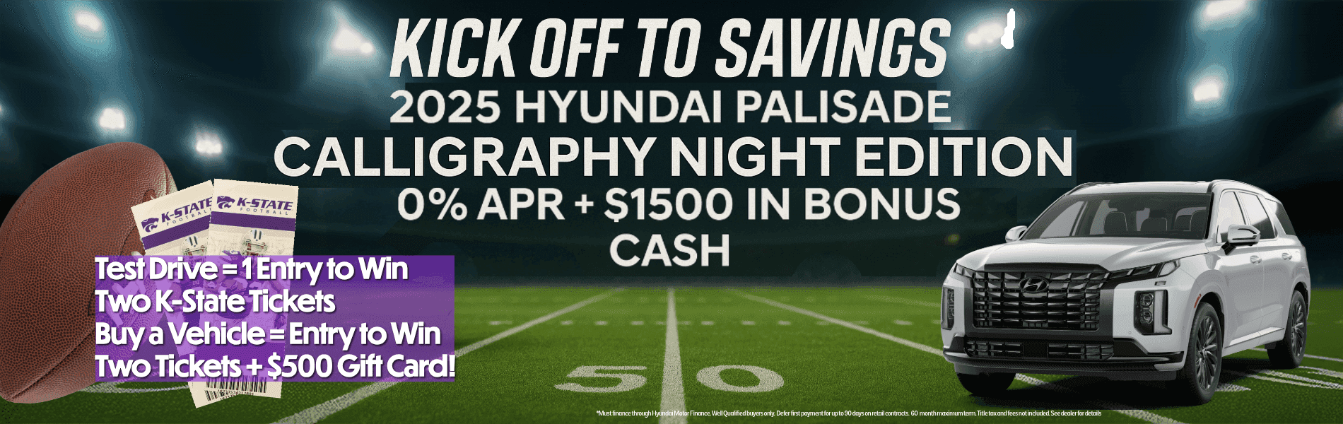 $1500 bonus cash and 0 Interest on 2025 Hyundai Palisade Night edition