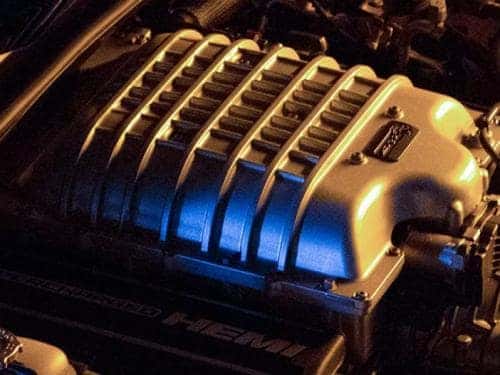 2023 Dodge Challenger close up view of engine